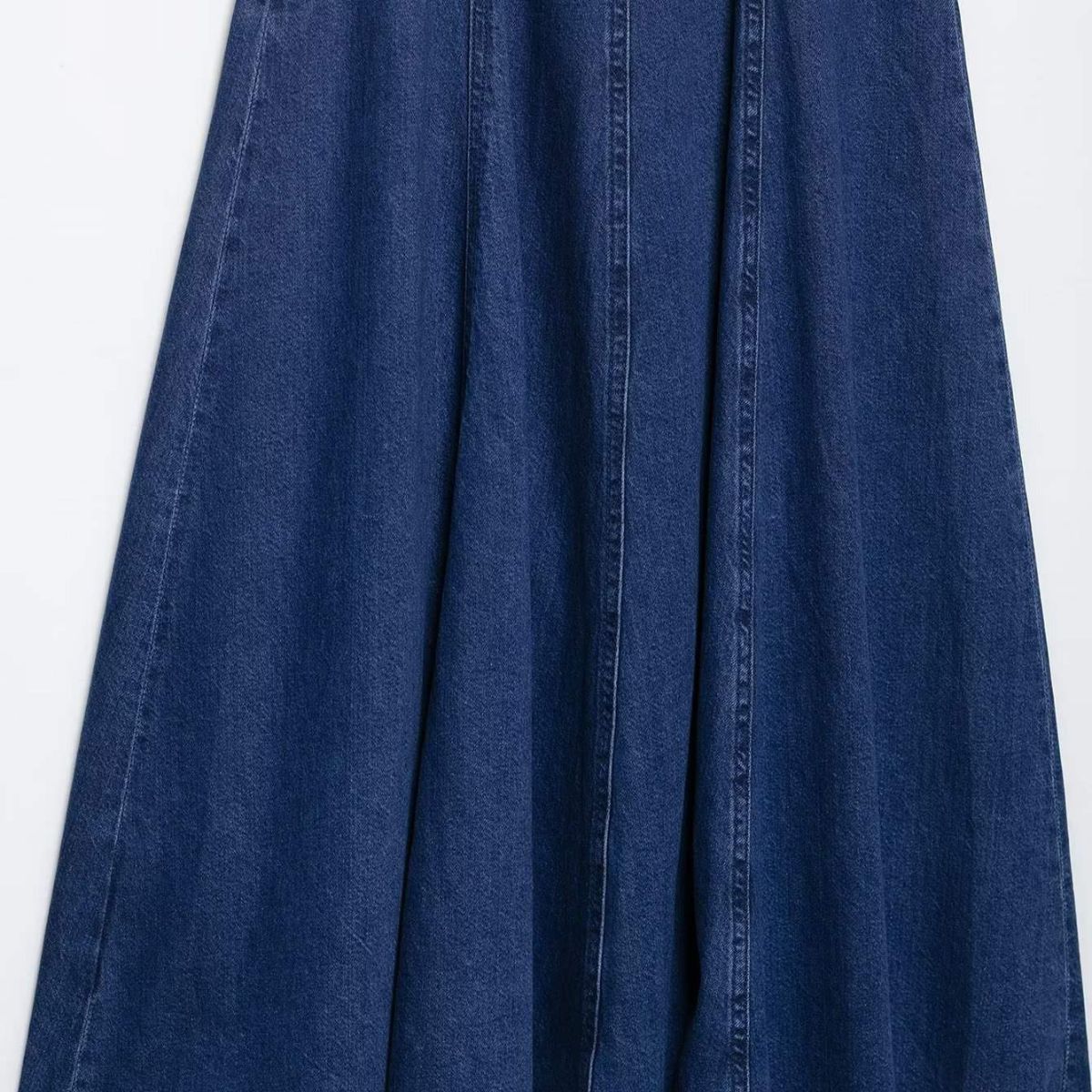 Square Neck Strappy Denim Maxi Dress