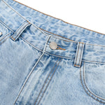 Wash Destroyed Pleated Baggy Jeans
