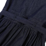 Embroidery Sleeveless Belted Denim Midi Dress