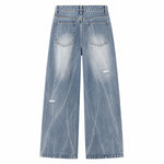 Distressed Fade Relaxed Flare Denim Jeans