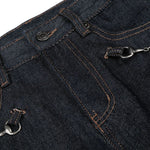 Raw Denim Wide Leg Metal Hardware Jeans