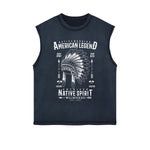 Native Warrior Graphic Sleeveless Faded Tee-INNBLAC Fashion Apparel