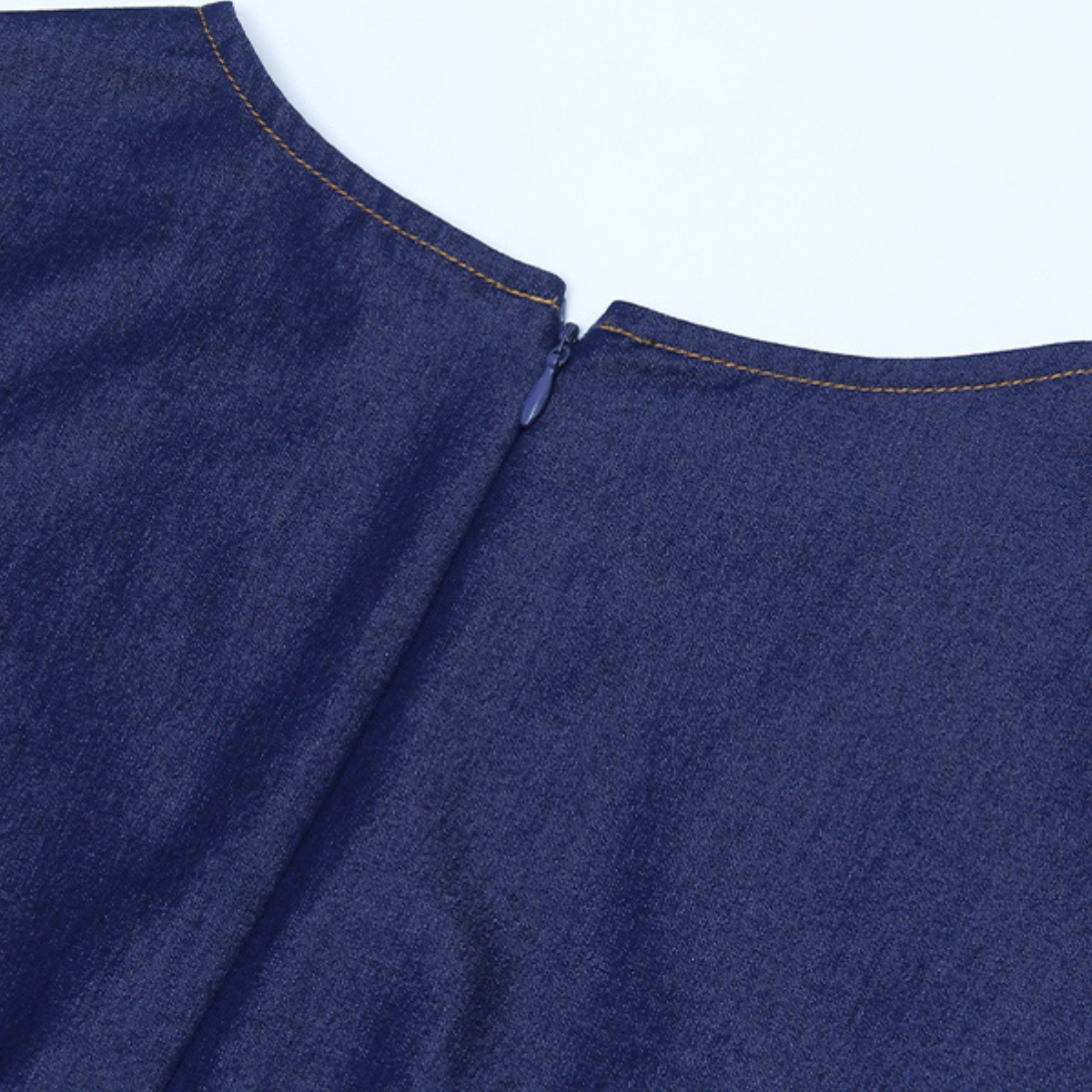 Cap-Sleeve Belted Denim Maxi Dress