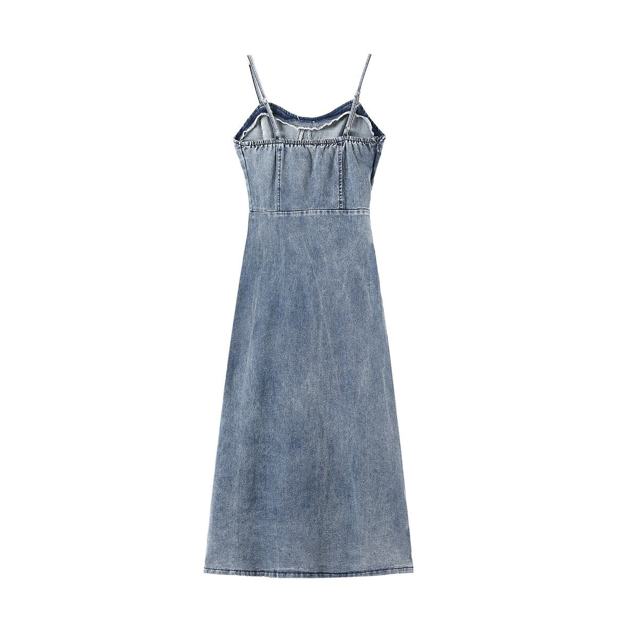 Women's Washed Denim Slip Midi Dress