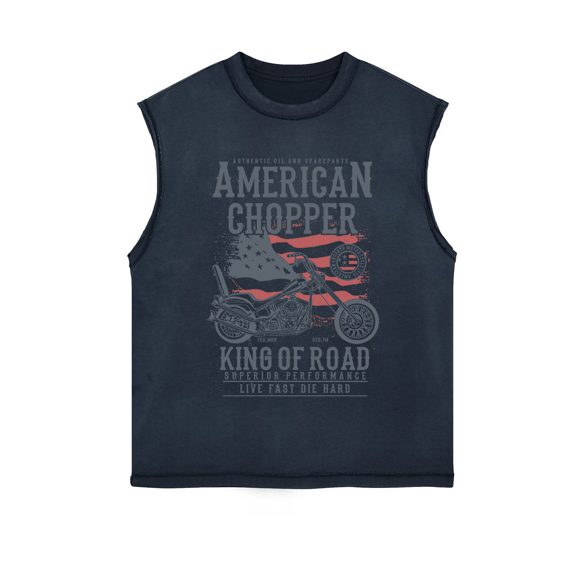 American Chopper Graphic Sleeveless Faded Tee-INNBLAC Fashion Apparel