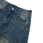 Vintage Whiskered Slub Relaxed Wide-Leg Denim Pants
