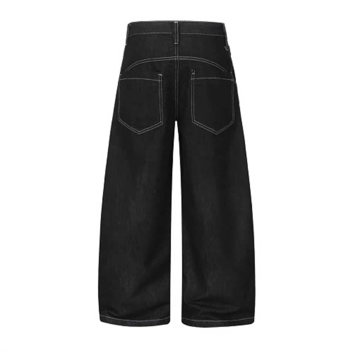 Vintage Hook-Front Barrel-Leg Denim Jeans