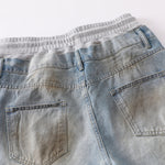 Vintage Wash Double-Waistband Ripped Jeans