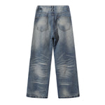 Faded Wash Vintage Relaxed Wide Leg Denim Jeans