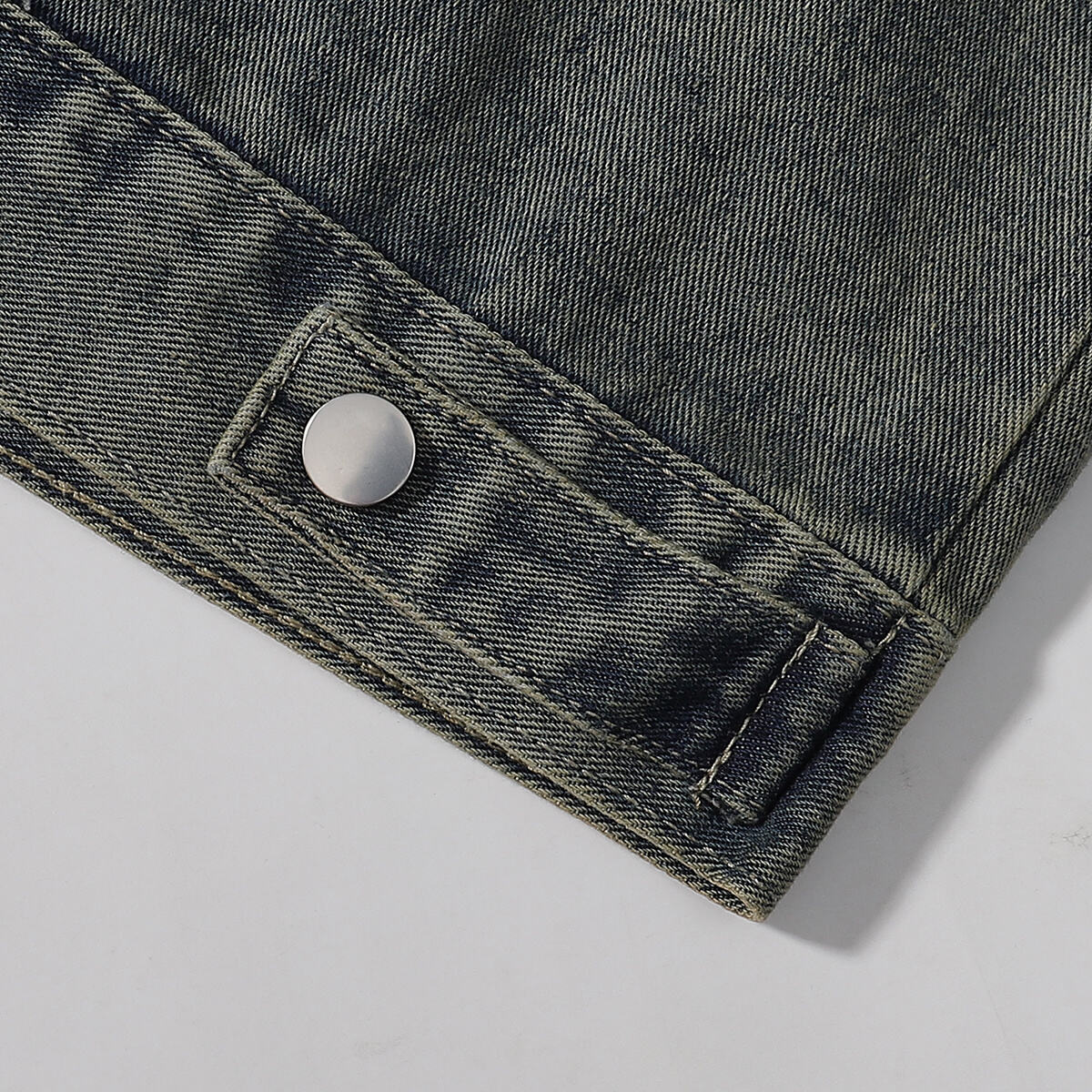 Bold Stitching Distressed Denim Jacket