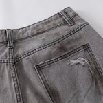 Baggy Fit Distressed Grey Ripped Jeans