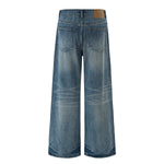 Distressed Hem Light Wash Wide Leg High Rise Jeans