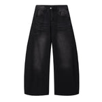 Black Washed Wide Leg Denim Jeans