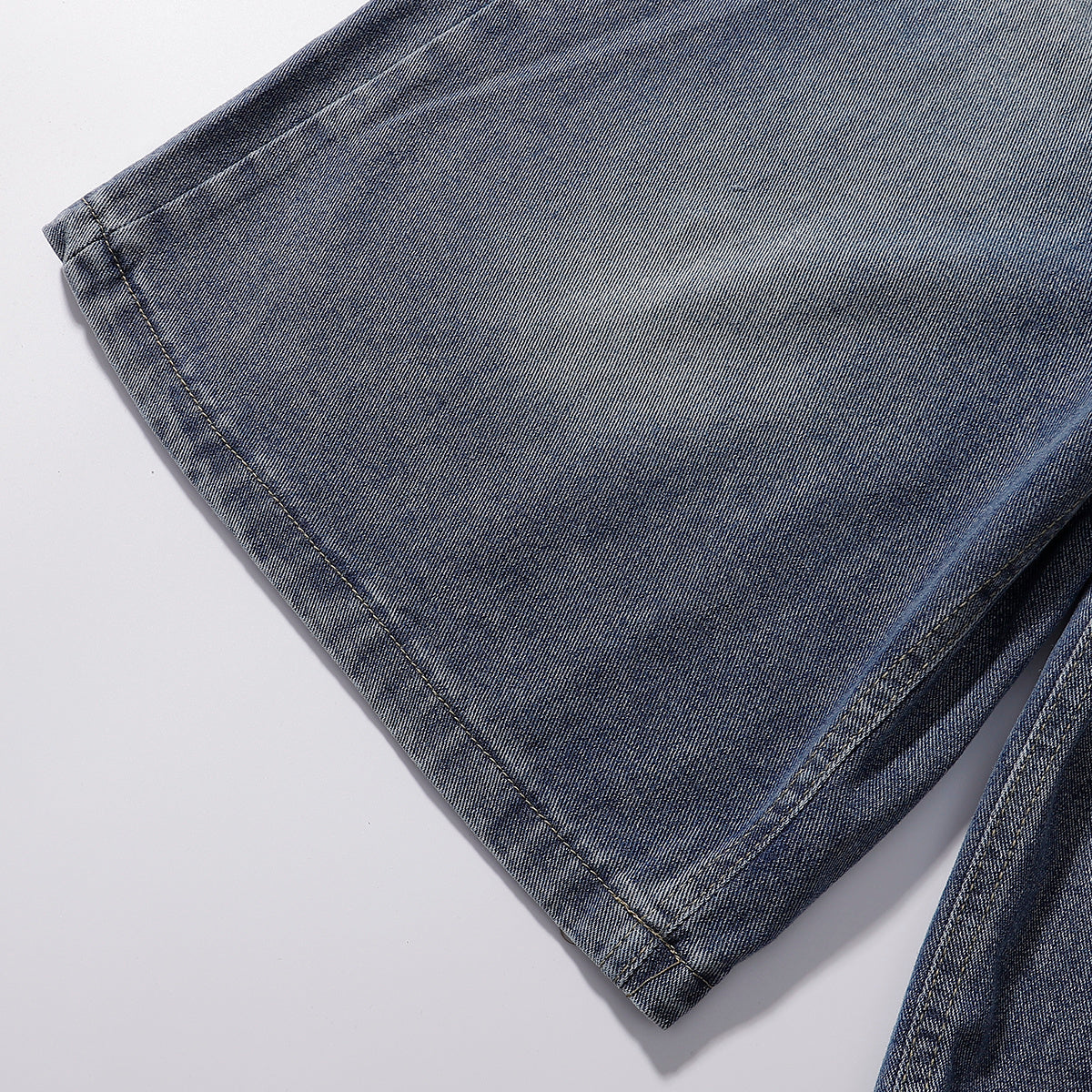 Plaid Patch Back Pocket Denim Shorts