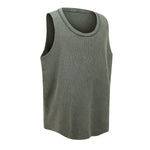 Wax-Dye Waffle Knit Vintage Washed U-Neck Vest
