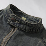 Bold Stitching Distressed Denim Jacket