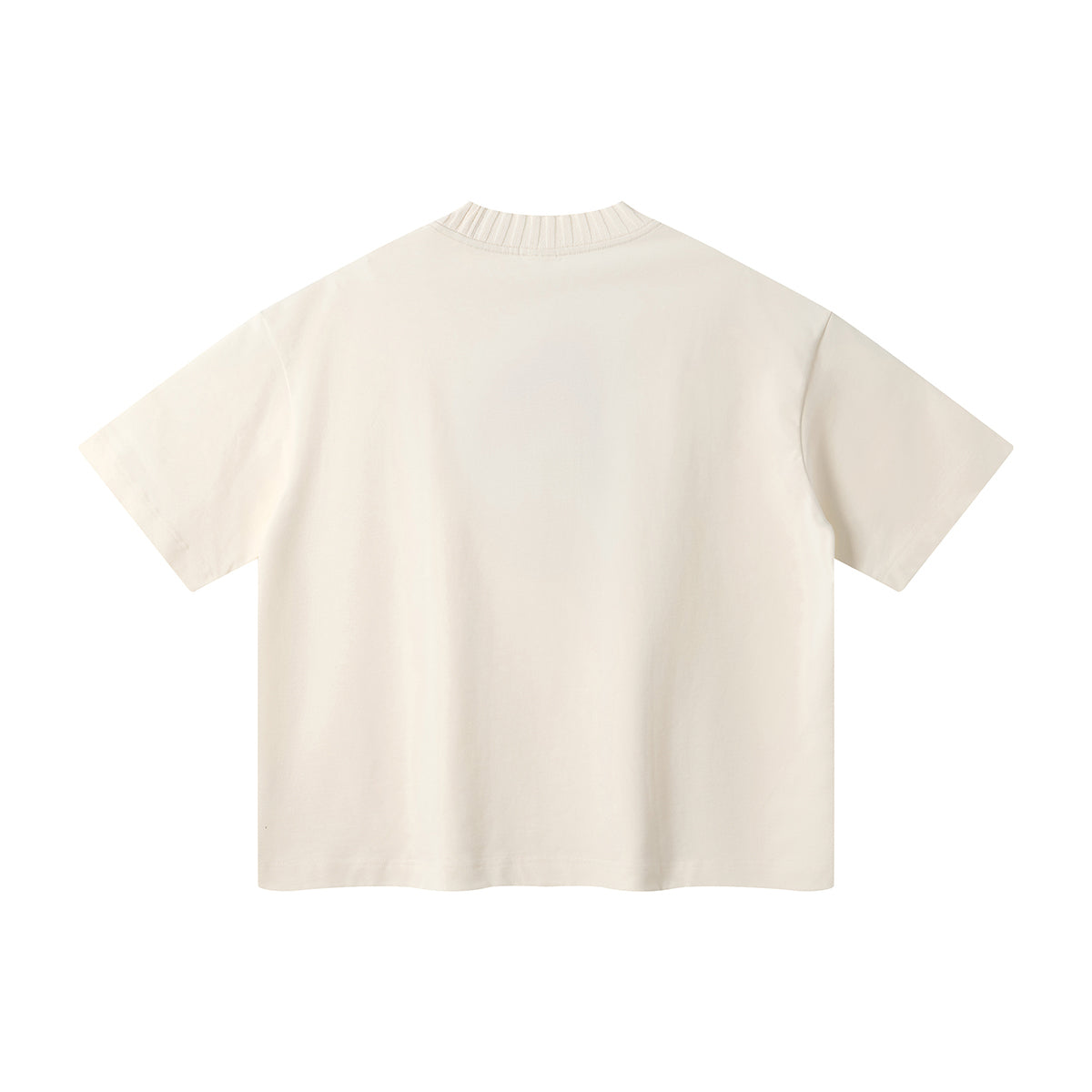 Oversized Color-Block Ribbed Collar Comfortable Tee