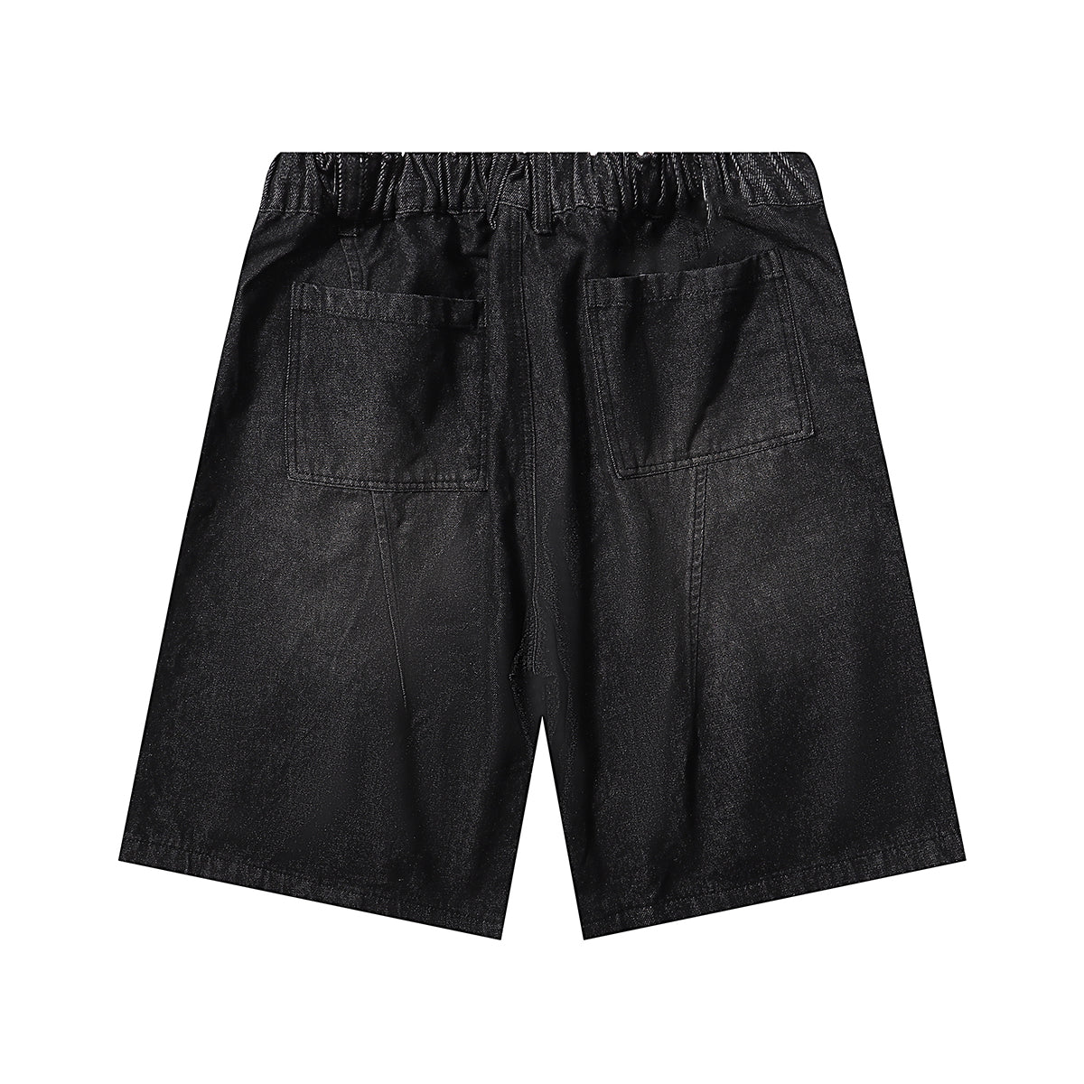 Black Elastic Waist Comfort Denim Shorts