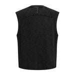 Raw Edge Distressed Studded Sleeveless Tee