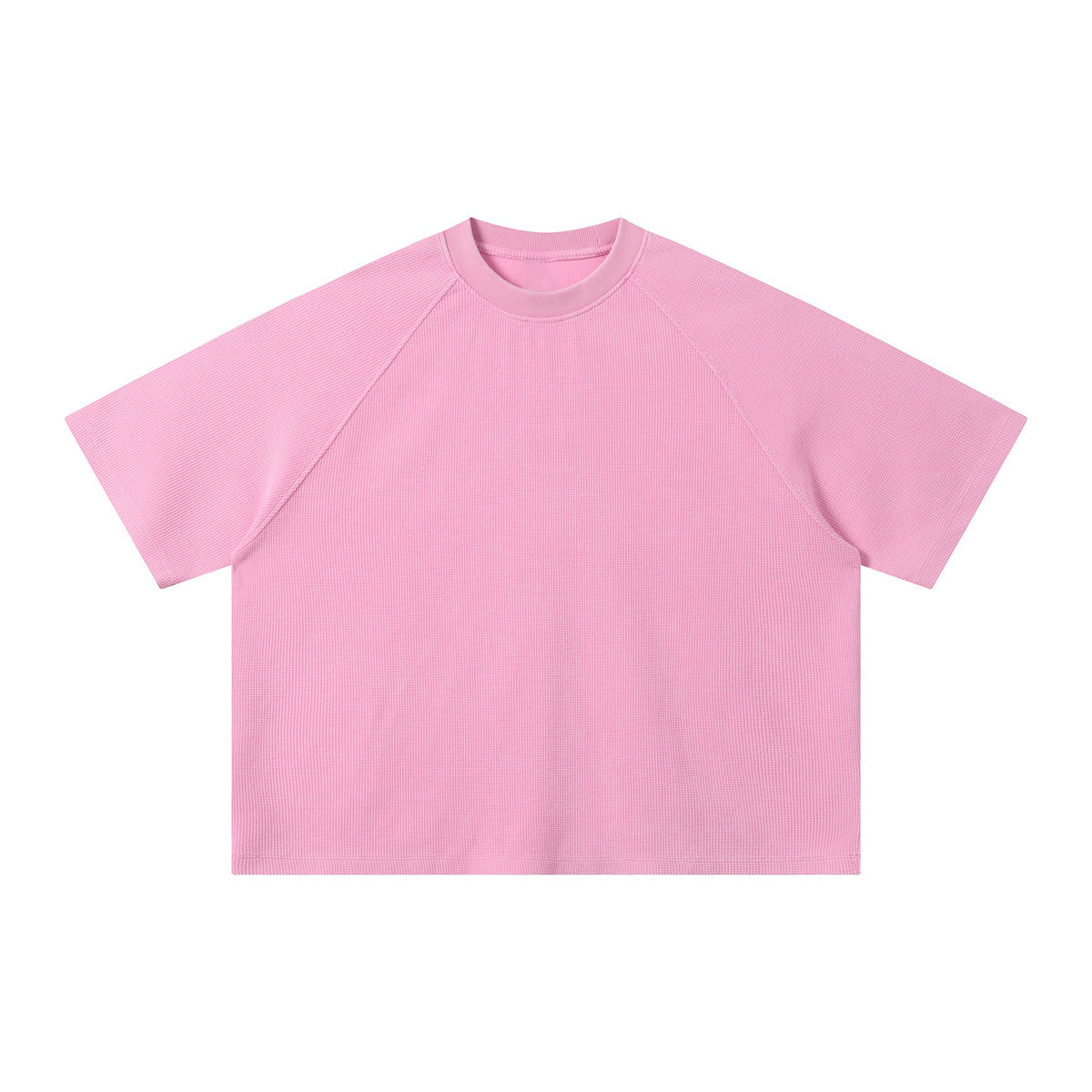 Boxy Waffle Washed Distressed Raglan Tee