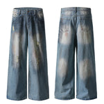 Vintage Distressed Wide-Leg Ripped Jeans