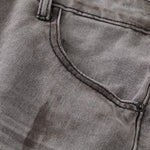 Baggy Fit Distressed Grey Ripped Jeans