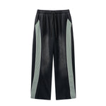 Side-Stripe Baggy Washed Track Pants-INNBLAC Fashion Apparel