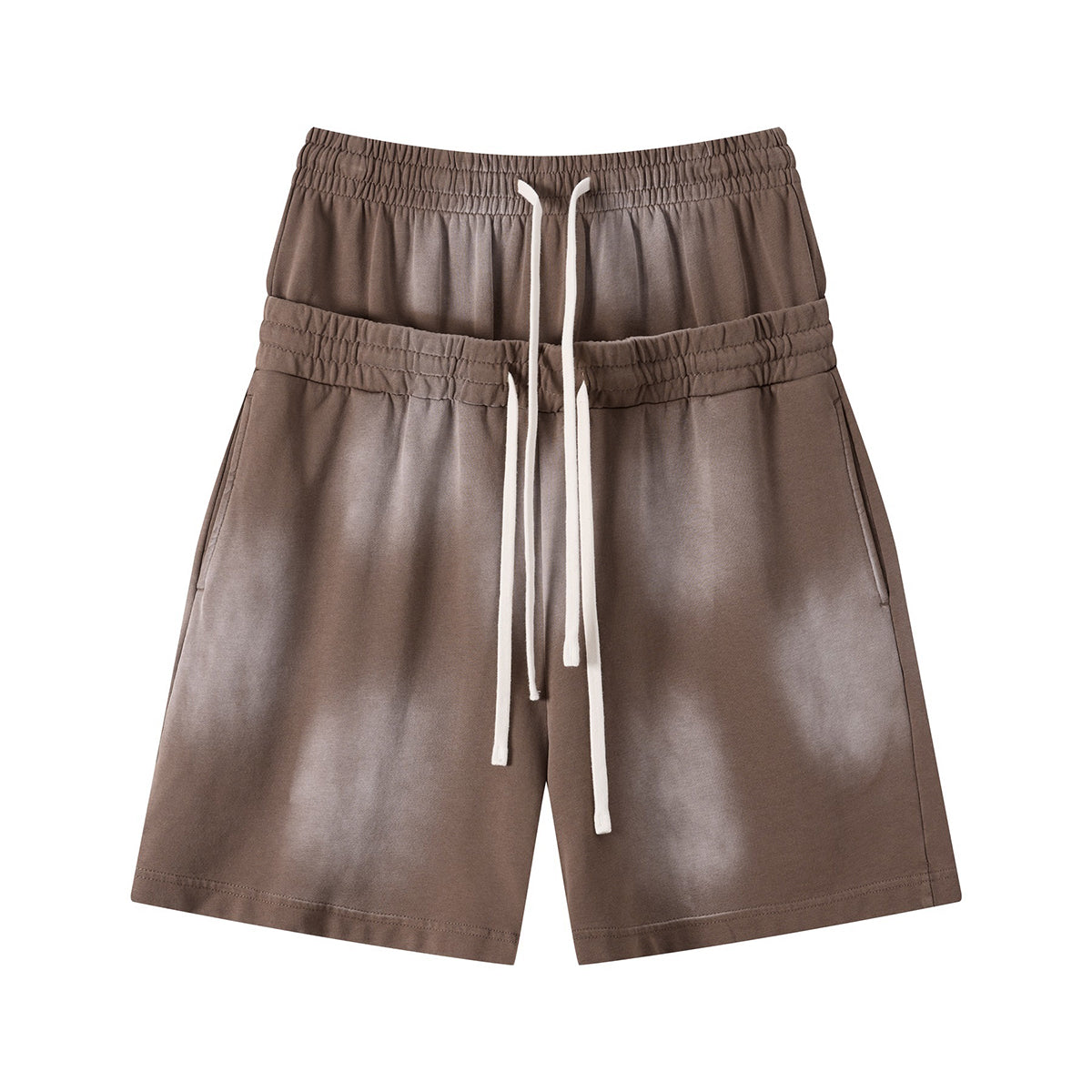 Casual Drawstring Double Waistband Shorts