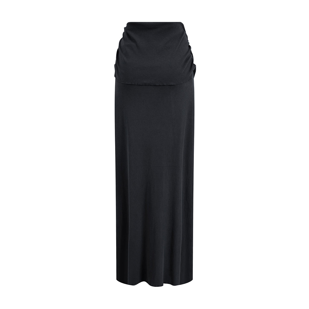High Waist Ruched Knit Maxi Skirt