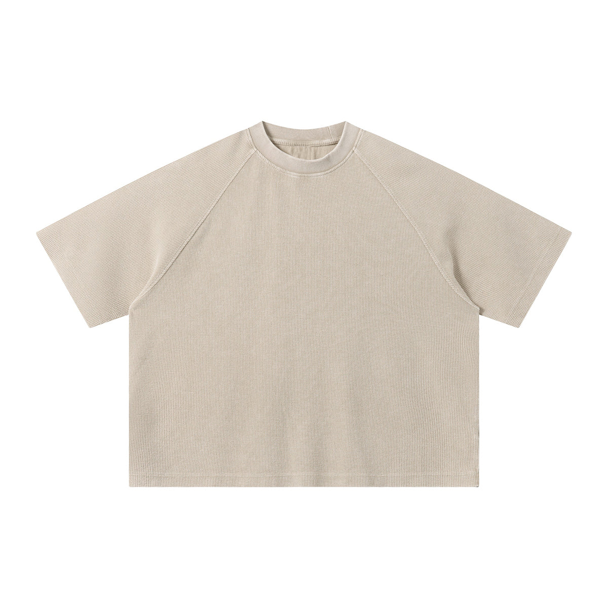 Boxy Waffle Washed Distressed Raglan Tee
