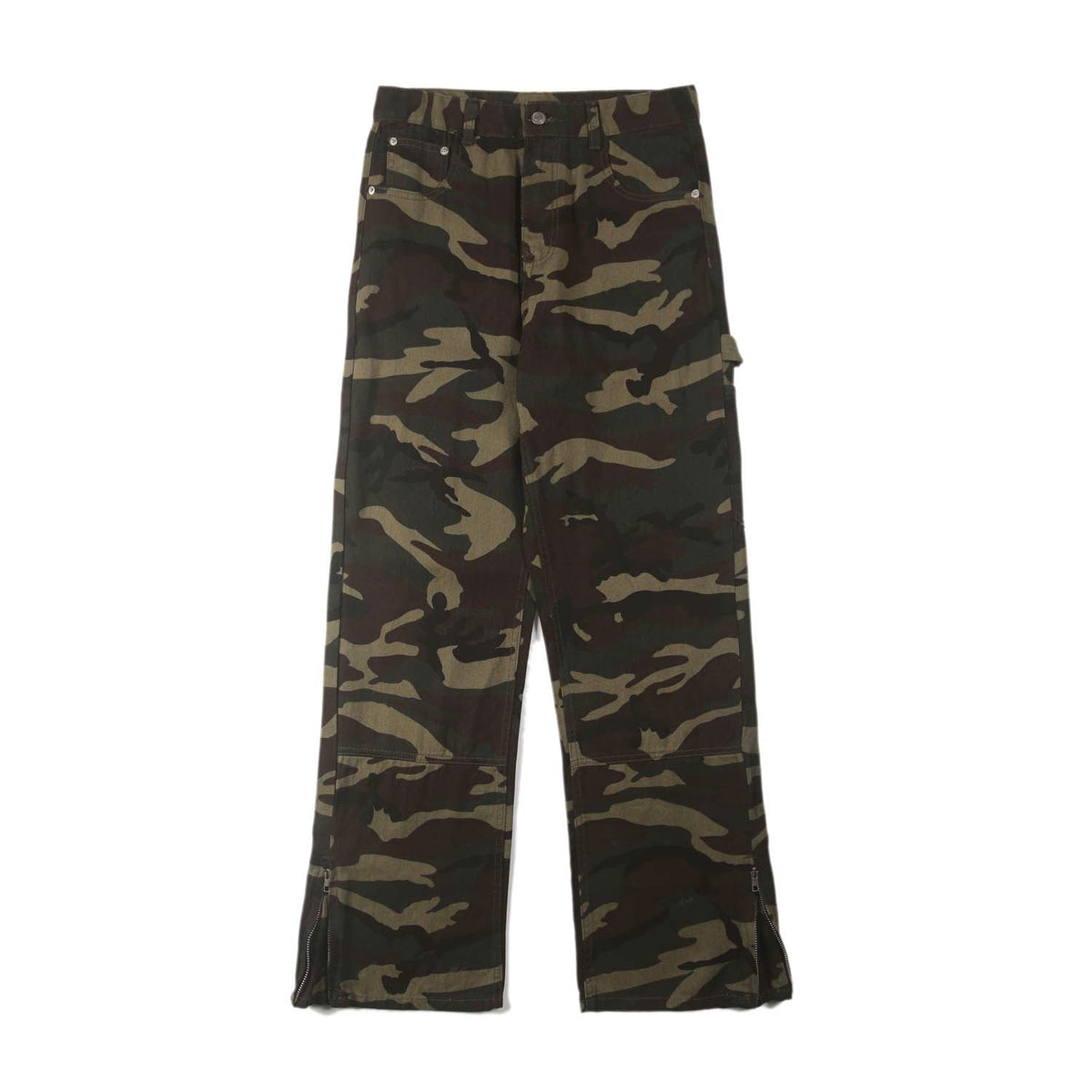 Camouflage Straight Leg Denim Pants-INNBLAC Fashion Apparel