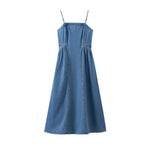 Spaghetti Strap Denim Midi Dress
