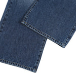 Deep Blue Washed Cat Whisker A-Line Straight Baggy Denim Jeans