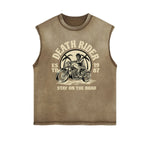 Death Rider Vintage Graphic Sleeveless Faded Tee-INNBLAC Fashion Apparel