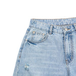 Wash Destroyed Pleated Baggy Jeans
