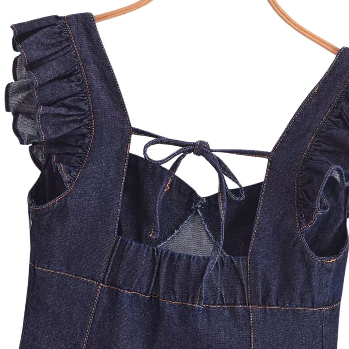 Flutter Sleeve A-Line Denim Minidress