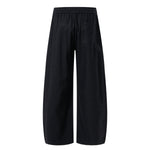 Solid Tint Linen-Blend Barrel Pants