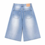 Vintage Wash Straight Leg Denim Shorts