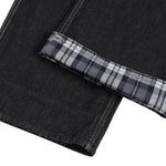 Plaid Cuff Baggy Jeans