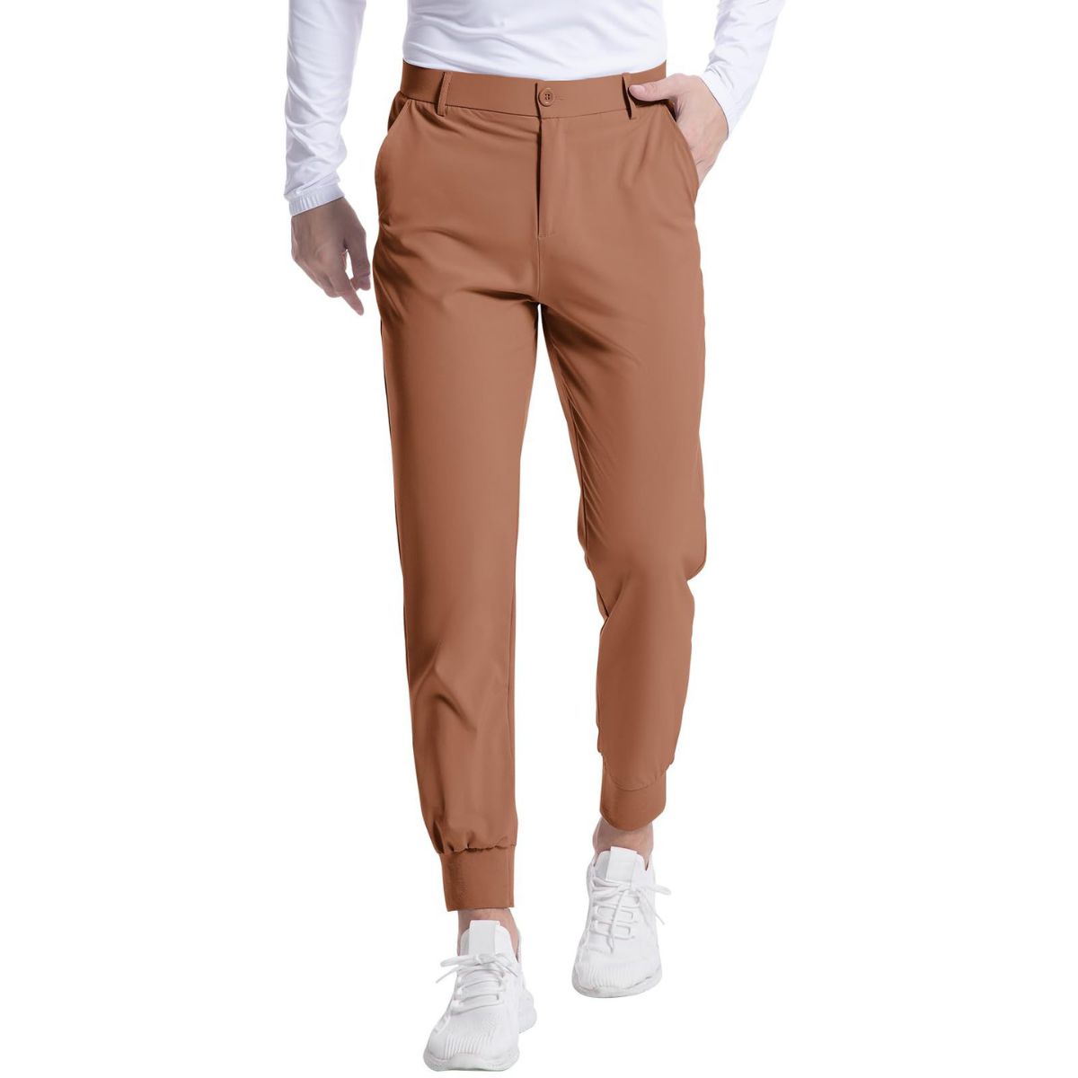 Men's Jogger Golf Pants Elastic Waist Stretch Casual Tapered Trousers