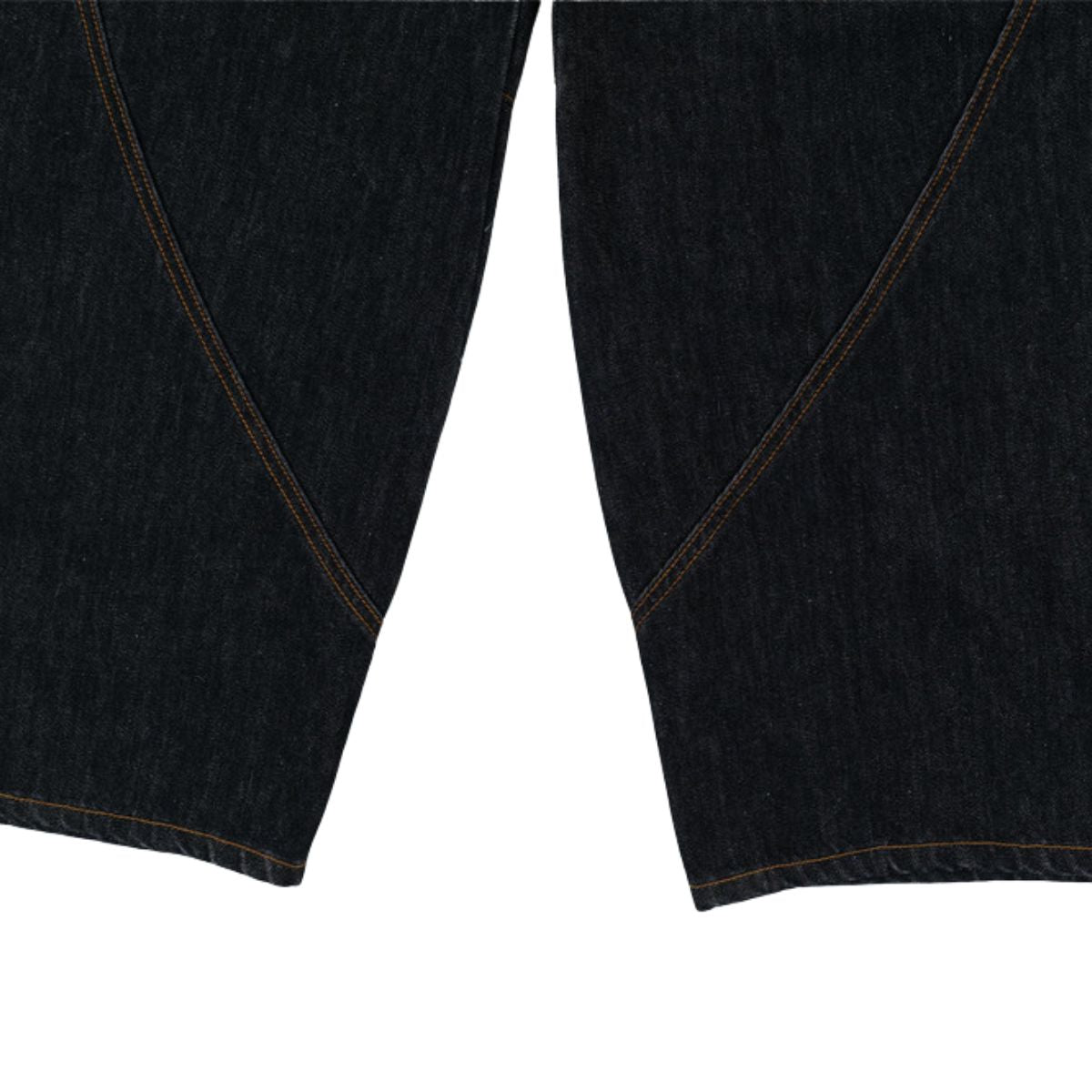 Men's Curved Crescent Denim Pants â€?Loose Wide-Leg Street Style