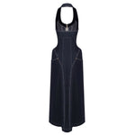 Denim Halterneck Corset Maxi Dress