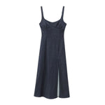 Women's Strappy Denim Maxi Dress