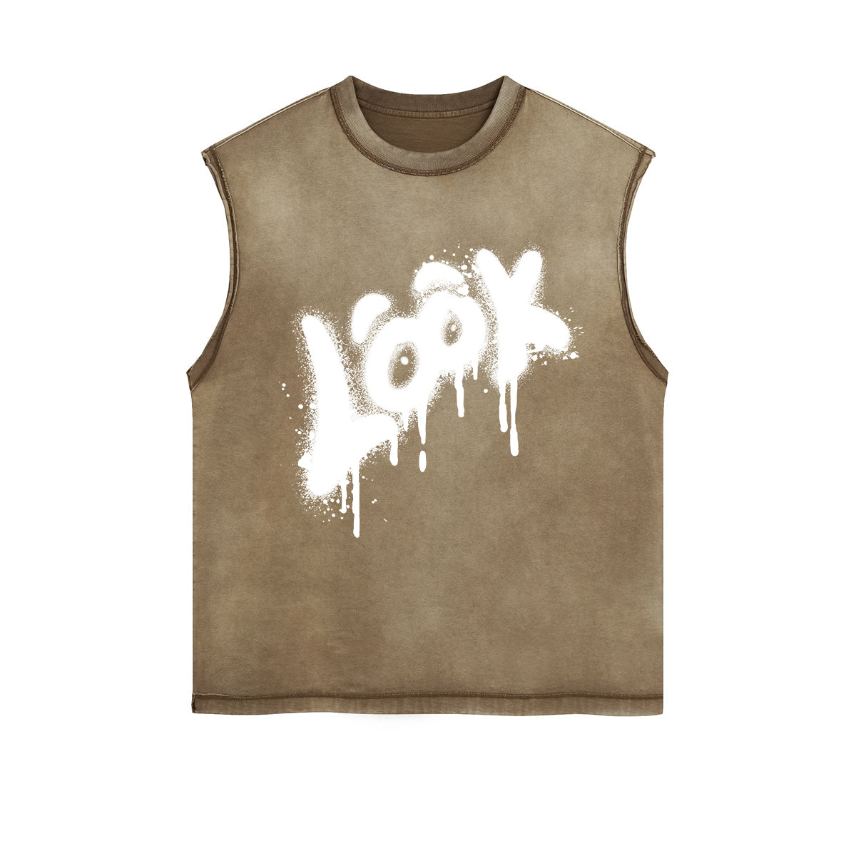 LOOK Funny Graphic Cutoff Faded Tee-INNBLAC Fashion Apparel