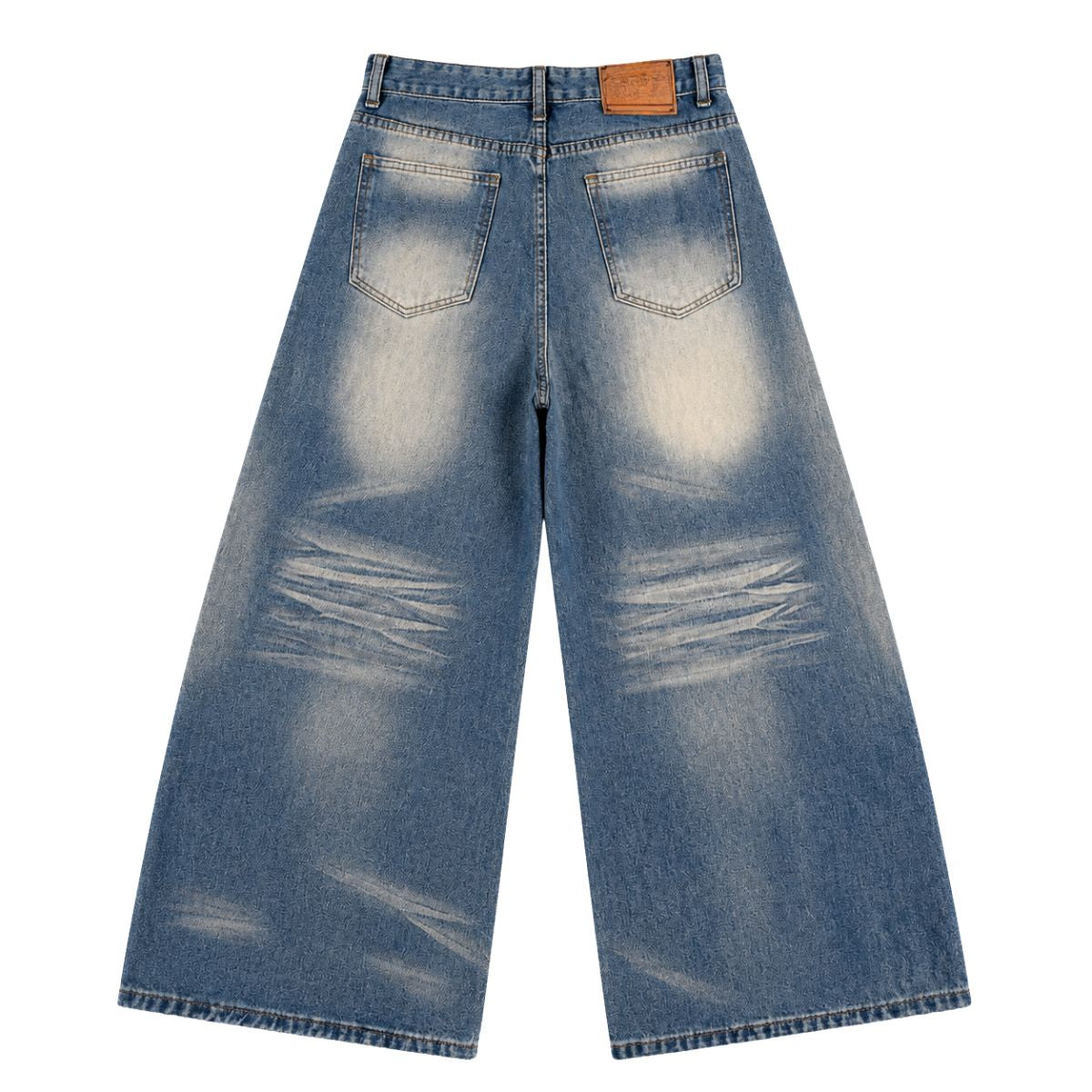 Washed Vintage Curved Leg Loose Fit Denim Jeans