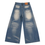 Washed Vintage Curved Leg Loose Fit Denim Jeans