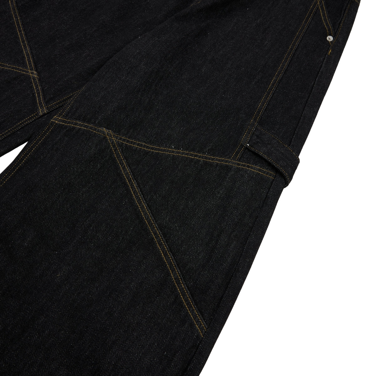 Washed Contrast-Stitch Baggy Relaxed Carpenter Denim Pants