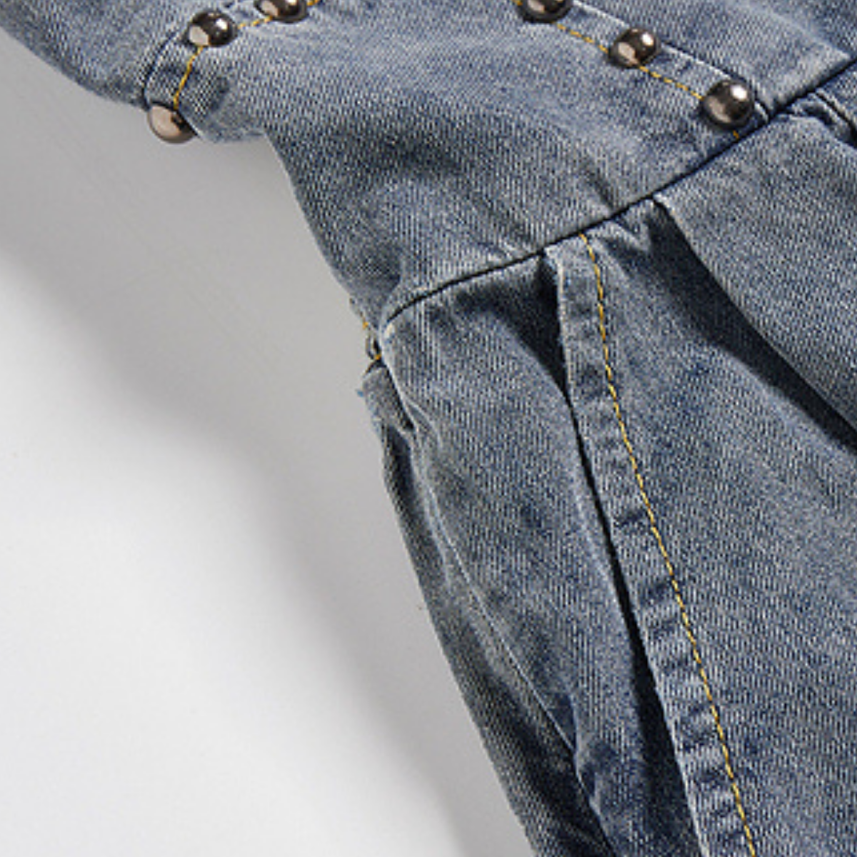 Spaghetti Strap Denim Studded Midi Dress