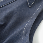 Button Front Denim Sleeveless Midi Shirt Dress