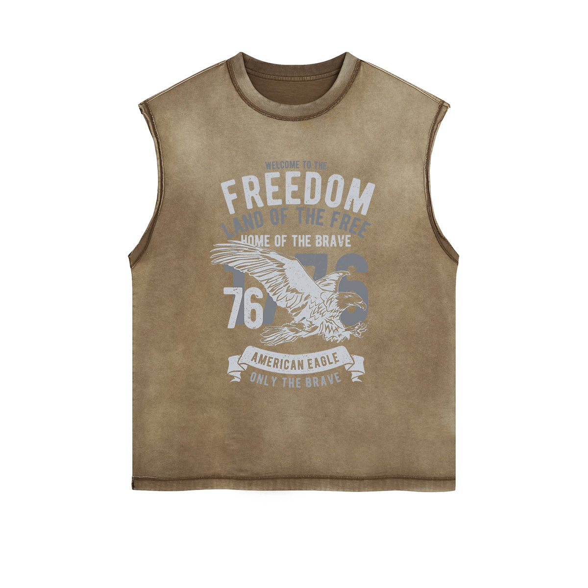 Eagle Retro Graphic Sleeveless Faded Tee-INNBLAC Fashion Apparel